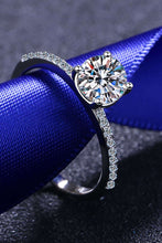 Load image into Gallery viewer, 1 Carat Moissanite Rhodium-Plated Side Stone Ring Ti Amo I love you
