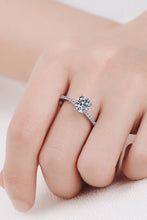 Load image into Gallery viewer, 1 Carat Moissanite Rhodium-Plated Side Stone Ring Ti Amo I love you
