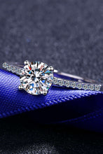 Load image into Gallery viewer, 1 Carat Moissanite Rhodium-Plated Side Stone Ring Ti Amo I love you
