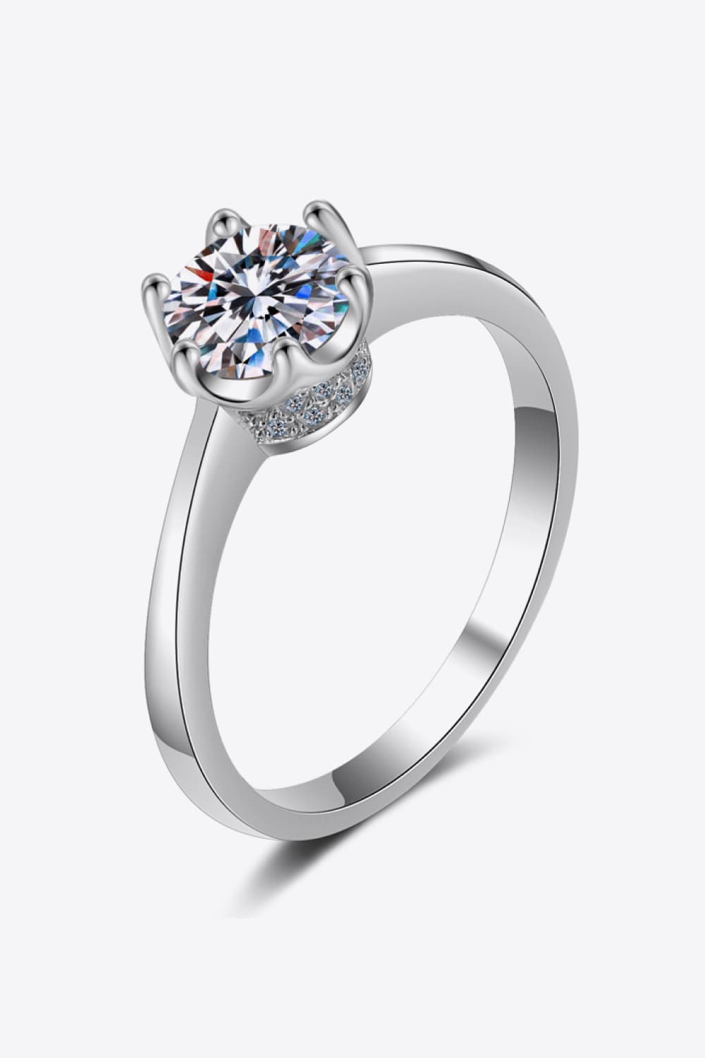 1 Carat Moissanite Rhodium-Plated Solitaire Ring Ti Amo I love you