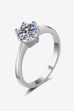 1 Carat Moissanite Rhodium-Plated Solitaire Ring Ti Amo I love you