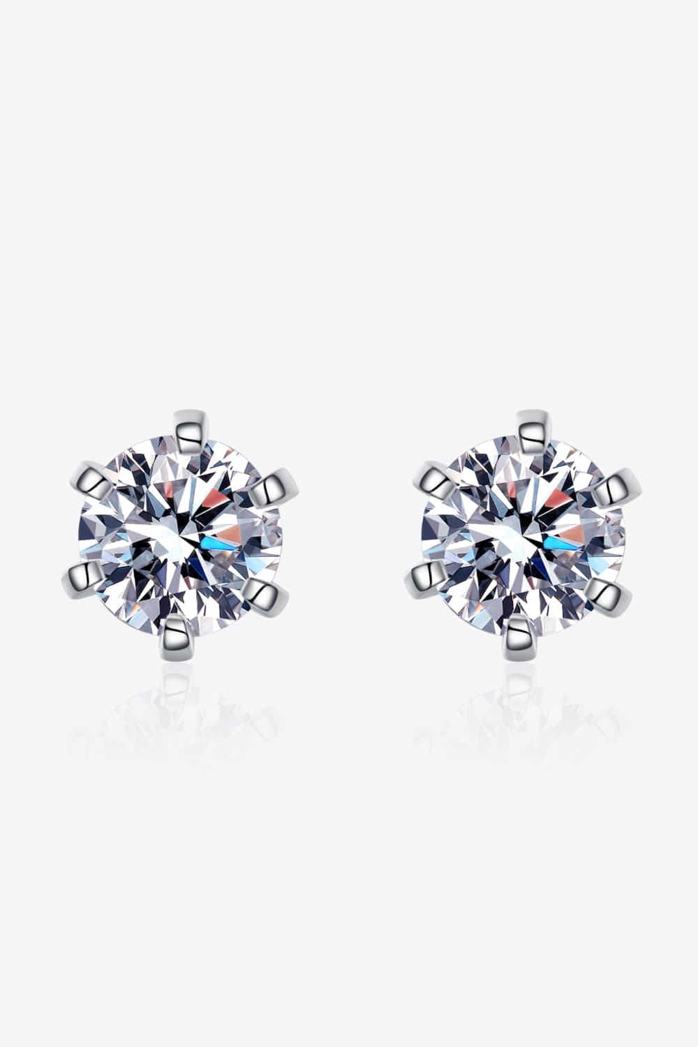 1 Carat Moissanite Rhodium-Plated Stud Earrings Ti Amo I love you