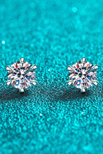 Load image into Gallery viewer, 1 Carat Moissanite Rhodium-Plated Stud Earrings Ti Amo I love you
