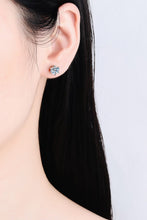 Load image into Gallery viewer, 1 Carat Moissanite Rhodium-Plated Stud Earrings Ti Amo I love you
