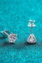 Load image into Gallery viewer, 1 Carat Moissanite Rhodium-Plated Stud Earrings Ti Amo I love you
