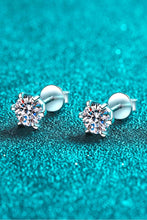 Load image into Gallery viewer, 1 Carat Moissanite Rhodium-Plated Stud Earrings Ti Amo I love you
