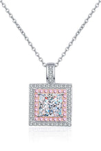 Load image into Gallery viewer, 1 Carat Moissanite Square Pendant Chain Necklace Ti Amo I love you
