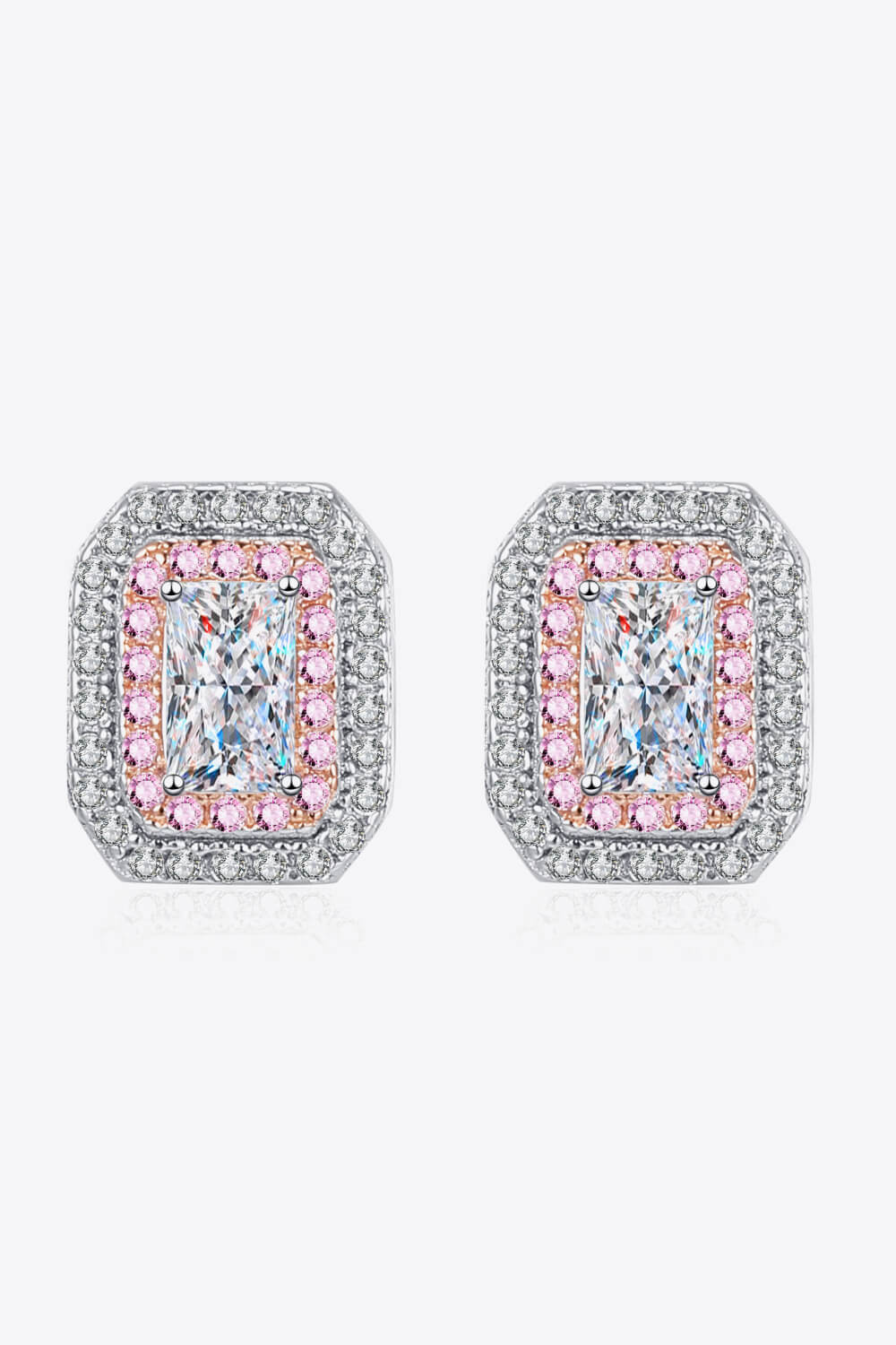 1 Carat Moissanite and Zircon Contrast Geometric Stud Earrings Ti Amo I love you