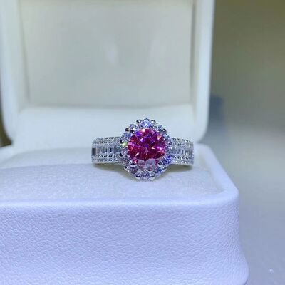 1 Carat Purple Pink Moissanite 925 Sterling Silver Ring Ti Amo I love you