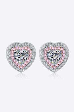 1 Carat tdw - Moissanite Heart-Shaped Stud Earrings Ti Amo I love you