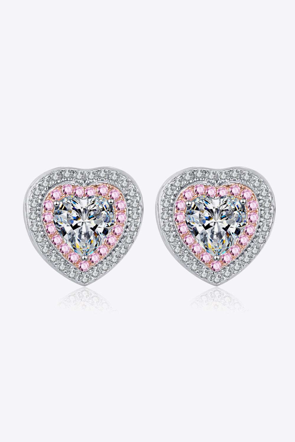 1 Carat tdw - Moissanite Heart-Shaped Stud Earrings Ti Amo I love you