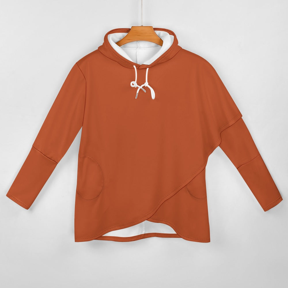 10 Solid Colors - Ti Amo I love you - Exclusive Brand - Asymmetrical Medium Length Slim Hooded Sweatshirt Ti Amo I love you