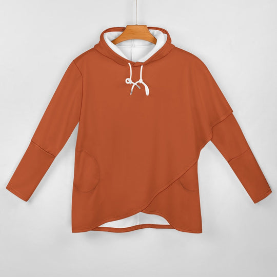 10 Solid Colors - Ti Amo I love you - Exclusive Brand - Asymmetrical Medium Length Slim Hooded Sweatshirt Ti Amo I love you