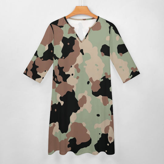 10 Styles - Ti Amo I love you - Exclusive Brand  - Geometic/ Camouflage -  Womens 7-point Sleeve Dress Ti Amo I love you