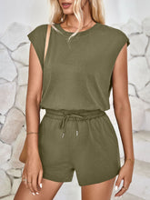 Load image into Gallery viewer, Cutout Round Neck Cap Sleeve Romper
