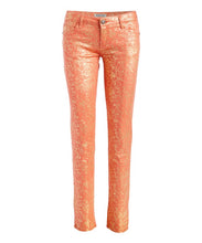 Load image into Gallery viewer, Low Rise Metallic Print Skinny Jeans Pants
