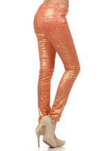 Load image into Gallery viewer, Low Rise Metallic Print Skinny Jeans Pants
