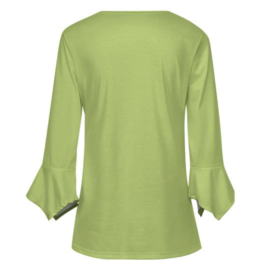 Ti Amo I love you - Exclusive Brand - Women's Ruffled Petal Sleeve Top - Solid Color