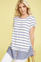 Load image into Gallery viewer, Plus Button Stripe Chambray Layered Tunic
