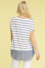 Load image into Gallery viewer, Plus Button Stripe Chambray Layered Tunic
