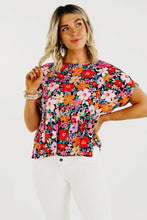 Load image into Gallery viewer, Womens - Colorful Floral Ruffle Peplum Short Sleeves Blouse
