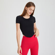 Load image into Gallery viewer, Women Sports Short Sleeve Quick Drying Slim Fit Slim Look Running Yoga Clothes T shirt round Neck Skin Friendly Breathable Sports Fitness Top
