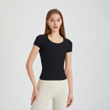 Load image into Gallery viewer, Summer Lace up Comfortable Slimming Casual Sports T shirt Women Yoga Clothes Short Sleeve Quick Drying Top
