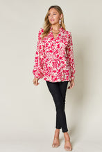 Load image into Gallery viewer, Double Take Full Size Printed Ruffle Trim Balloon Sleeve Shirt
