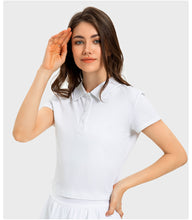 Load image into Gallery viewer, Luxtre Water Cooled Cooling Sports Short Sleeve Women Moisture Wicking Lightweight Quick Drying Outdoor Tennis Polo Shirt
