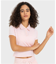 Load image into Gallery viewer, Luxtre Water Cooled Cooling Sports Short Sleeve Women Moisture Wicking Lightweight Quick Drying Outdoor Tennis Polo Shirt
