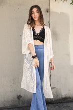 Load image into Gallery viewer, Contrast Mesh Cotton Lace Kimono
