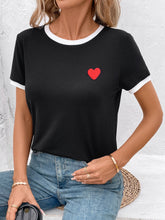 Load image into Gallery viewer, Heart Round Neck Short Sleeve T-Shirt
