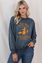 Load image into Gallery viewer, Sky Blue Halloween Letter Graphic Drop Shoulder Sweatshirt
