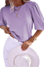 Load image into Gallery viewer, Womens - Rose Bubble Half Sleeves Ribbed Knit Top
