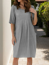Load image into Gallery viewer, Full Size Round Neck Half Sleeve Dress with Pockets
