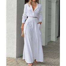 Load image into Gallery viewer, 11 Colors - Womens - 2pc Set - Long Sleeve Shirt + Wide Leg Pants - Casual Outfits Ti Amo I love you
