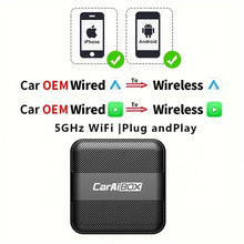 Load image into Gallery viewer, CarAIBOX 2in1 Wireless CarPlay Dongle Wireless Android Auto Box For Car Radio with Wired CarPlay
