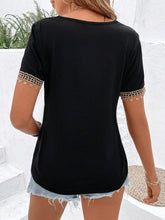 Load image into Gallery viewer, Lace Detail V-Neck Short Sleeve Blouse
