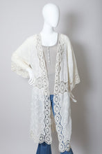 Load image into Gallery viewer, Crochet Open Patch Longline Kimono
