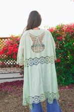 Load image into Gallery viewer, Crochet Open Patch Longline Kimono
