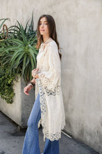 Load image into Gallery viewer, Crochet Open Patch Longline Kimono
