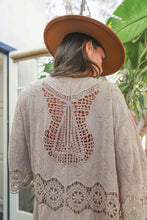 Load image into Gallery viewer, Crochet Open Patch Longline Kimono
