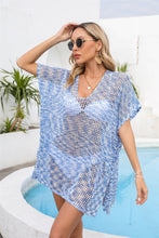 Load image into Gallery viewer, Openwork Slit V-Neck Cover Up
