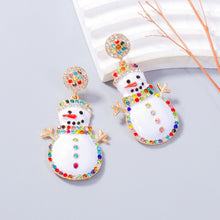 Load image into Gallery viewer, Alloy Rhinestone Snowman Earrings
