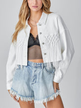 Load image into Gallery viewer, Womens Autumn Winter HOWDY Tassel Short Denim Jacket
