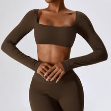 Load image into Gallery viewer, Sexy Nude Feel Long Sleeve Yoga Wear Outdoor Running Exercise T shirt Quick Drying Tight Workout Clothes Top
