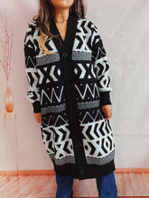 Load image into Gallery viewer, Geometric Button Front Longline Cardigan
