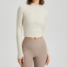 Load image into Gallery viewer, Womens Quick Drying Slim Fit Half Zipper Yoga Clothes Autumn Stand Collar Running Zip up Shirt Outer Casual Workout Jacket
