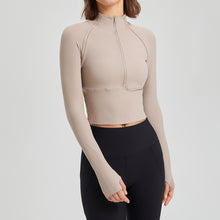 Load image into Gallery viewer, Womens Quick Drying Slim Fit Half Zipper Yoga Clothes Autumn Stand Collar Running Zip up Shirt Outer Casual Workout Jacket
