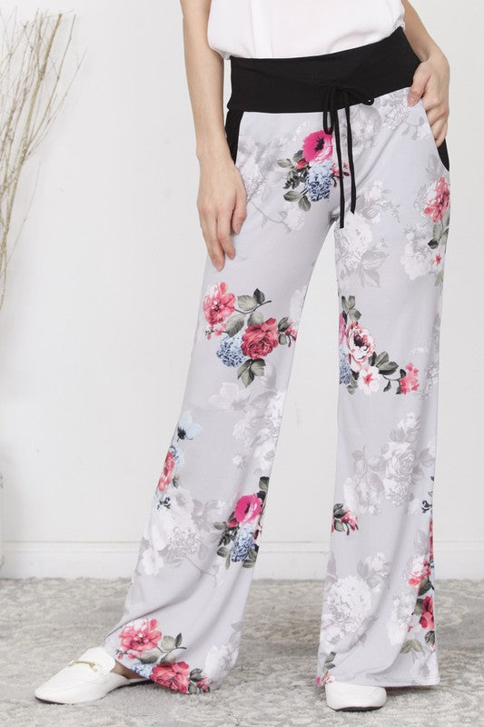 Plus Floral Drawstring Pants